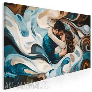 obraz do sypialni - zakochana para w abstrakcyjnej fali 70x50 cm 128901