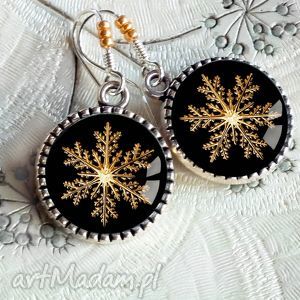 kolczyki śnieżynka na prezent świąteczny, święta, gwiazdka, niej, srebrne