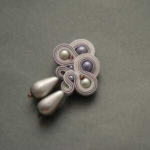 szaro - fioletowe klipsy sutasz - SiSu biżuteria