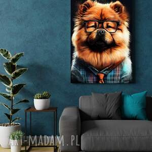 portret psa hipsterskiego - mochi wydruk na płótnie 50x70 cm B2, chowchow