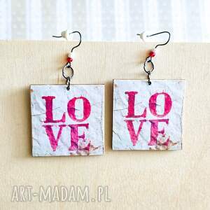 kolczyki wiszące - love, rocznica ślubu dziewczyny walentynki