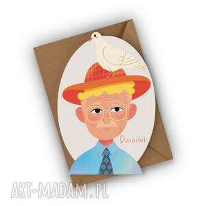 Prezent KARTKA NA DZIEŃ DZIADKA - DZIADEK Z GOŁĘBIEM