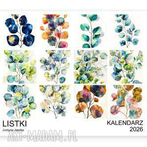 kalendarz 2026 poziomy listki 15x21 cm, natura planner, prezent