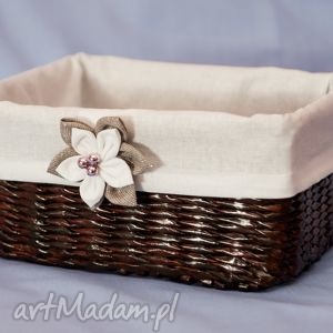 handmade pudełka prostokątny koszyk eko, koszyczek z kwiatuszkiem