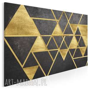 obraz na płótnie - trójkąty geometryczny złoto - 120x80 cm