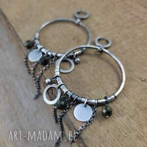 z łańcuszkami, turmalin, kolczyki, koła