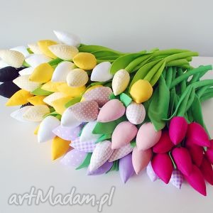 handmade dekoracje tulipany - bukiet bawełnianych kwiatów