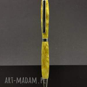 handmade długopis z drewna stabilizowanego - żółty