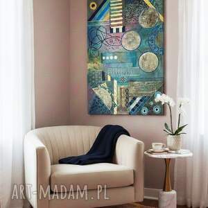 Geometria abstrakcyjna 7 - obraz na płótnie 120x80 cm w technice mixed media z czarnymi bokami
