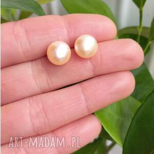 Kolczyki sztyfty naturalne perły fi 10 mm, srebro 925