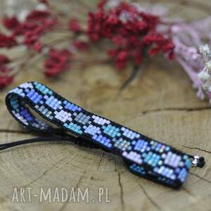 bransoletka z koralików tkana na krośnie srebro 925