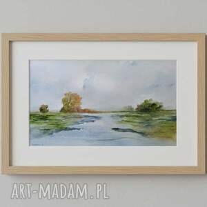 Pejzaż - oryginalna akwarela 15x25 cm Rembrandt