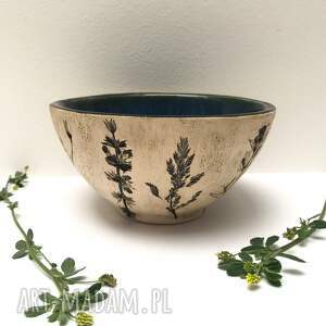 handmade ceramika miseczka z roślinkami
