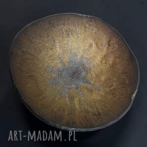 Ręcznie robiona misa-patera ze złotym wnętrzem 24,5 cm - ceramika Art by Leika