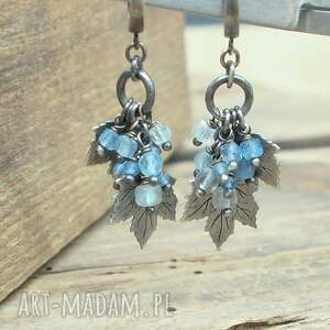 akwamaryn - kolczyki 018, biżuteria autorska akwamarynem, srebro