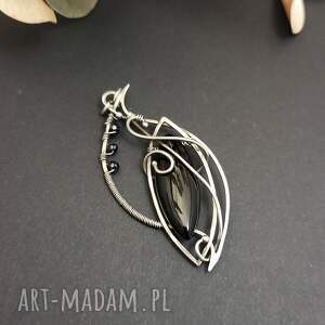 srebrny wisiorek z czarnym onyksem - elegancka biżuteria handmade, unikatowy