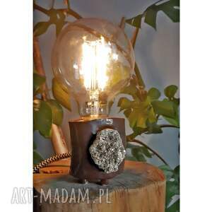 lampka piryt #003, kamień szlachetny, minerał, oprawka, ceramiczna lampa
