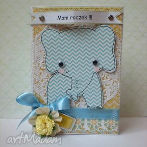 słonik dziecko, urodziny roczek, kartka scrapbooking kartki