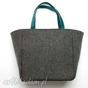 shopper bag worek - tkanina dark grey i morski, elegancka, nowoczesna, prezent