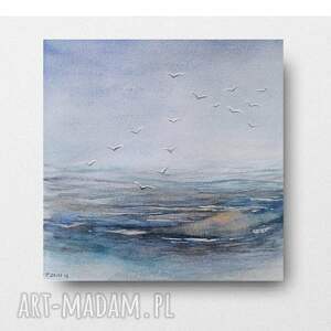 morze - akwarela formatu 20/20 cm kwadrat