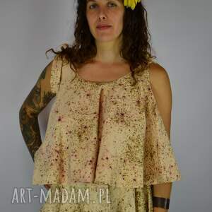 Barwiona roślinami Dzika Leśna Nimfa II, ręcznie robiona bluzka