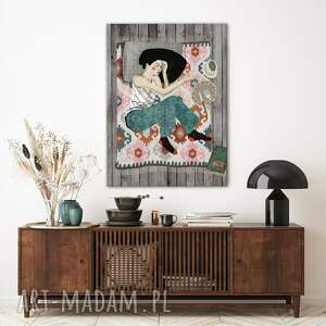 nowoczesny obraz drukowany na płótnie - chwila dla siebie format 70x100cm
