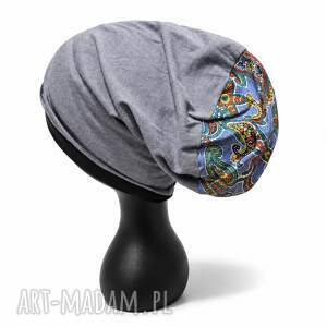 Damska czapka Smerfetka na podszewce - szara handmade