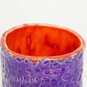 unikatowy wazon ceramiczny wys ok 16 cm handmade prezent, fioletowy, ozdoba