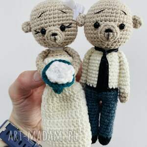 Młoda Para Misie - maskotki ślubne szydełkowe handmade, prezent dla Młodej Pary