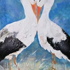 bocianie randez - vous, obraz akrylowy na płótnie, 50x70x1 cm