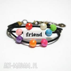 Bransoletka Friend handmade - sznurki i kolorowe koraliki