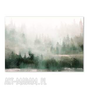 plakat 70x50 cm - abstrakcyjny las we mgle 2 0306, pejzaż, plakaty do salonu