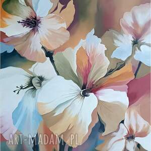Abstrakcyjny kwiatowy raj, obraz olejny 97x70 cm, kwiaty