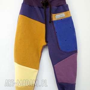 ręczne wykonanie patch pants spodnie 110-152 cm miód & fiołki