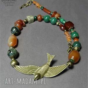 elegancki naszyjnik vintage z minerałów w cudnych kolorach jesieni w duchu