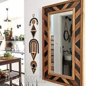 lustro w drewnianej ramie aztec 43x83cm, drewniany obraz, drewniana dekoracja