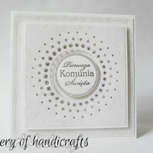 handmade zaproszenie komunia z kryształkami