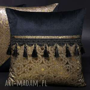 handmade poduszki poduszka secessio 45x45cm - wzór 1 czarno-złota