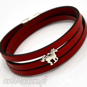 handmade bransoletka magnetoos triple small horse red