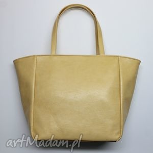 handmade na ramię shopper bag worek - biszkoptowy z połyskiem