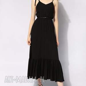 czarna sukienka na ramiączkach wiskoza, lato, maxi, kobieta