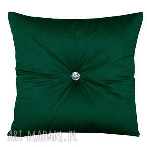 poduszka glamour 45x45cm zielona z kryształkiem