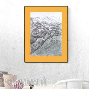 nowoczesna grafika do domu, górski pejzaż malowany ręcznie, góry obraz 30x40
