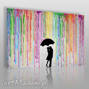 obraz na płótnie - deszcz kolory para - 120x80 - VAKU DSGN obrazy