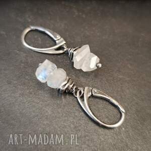 magia kamienia księżycowego - srebrne kolczyki srebro oksydowane kamienie