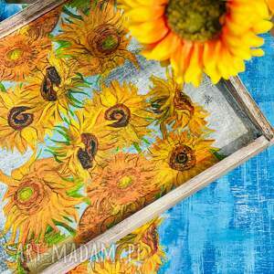 Prezent Taca dekoracyjna, słoneczniki, van Gogh, postarzana