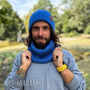 Męski bawełniany komin “Niebieski Kobalt”, zimowy