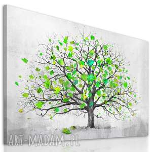 nowoczesny obraz do salonu drukowany na płótnie z drzewem, wiosenne drzewo