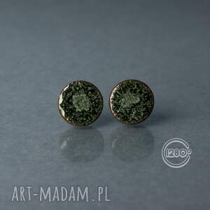 ceramiczne kolczyki sztyfty w kształcie koła kolorze zielonym, ciekawy prezent