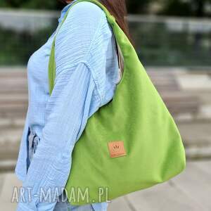 welurowa torba hobo bonita zielone jabłuszko ramię